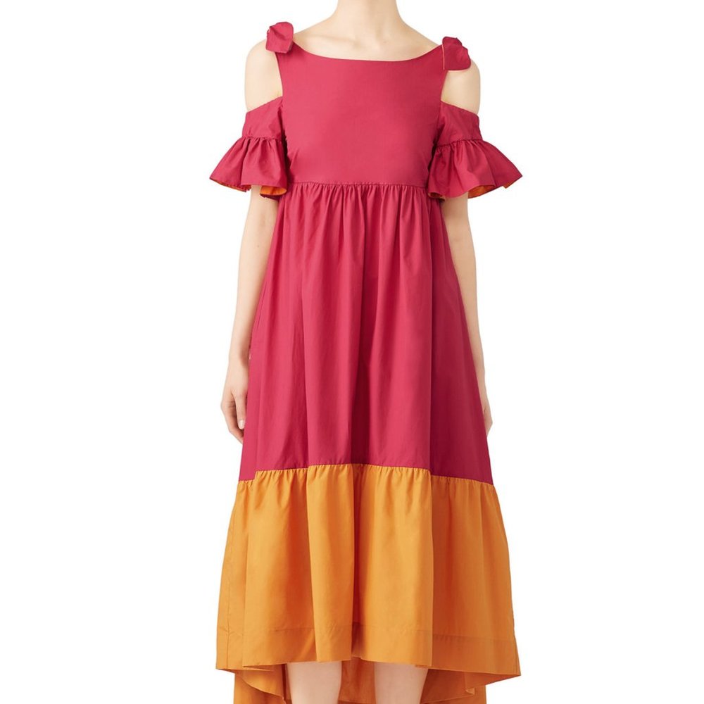 Pinko Aggie Color Block Dress M  Pink/Orange